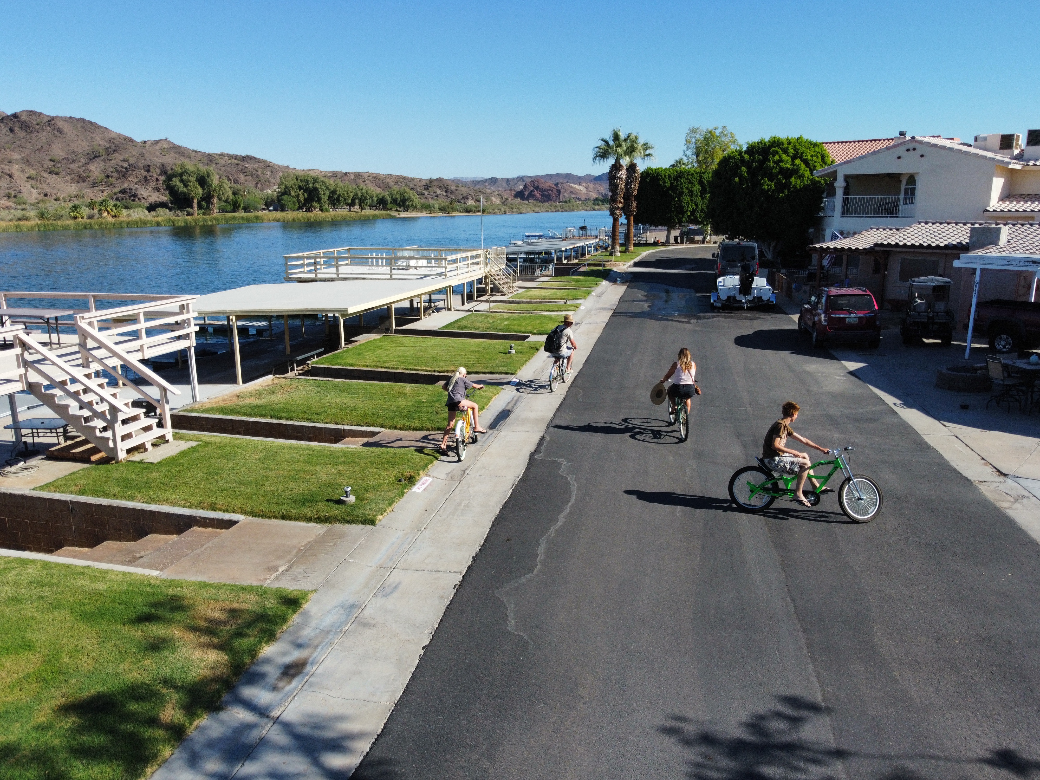 Biking along Riverfront Drive